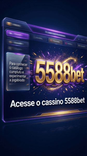 Imagem promocional do cassino 5588bet com destaque para o nome e uma mensagem de acesso ao catálogo.