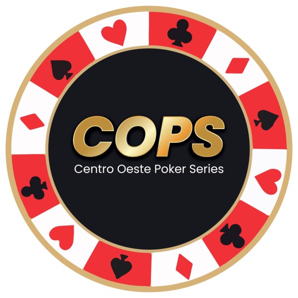 Logo of Centro Oeste Poker Series (COPS) featuring a poker chip design with red and white colors and card suit symbols.