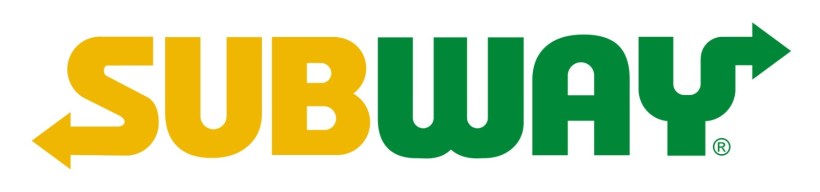 Subway logo featuring the word 'SUBWAY' in green and yellow with arrow designs.