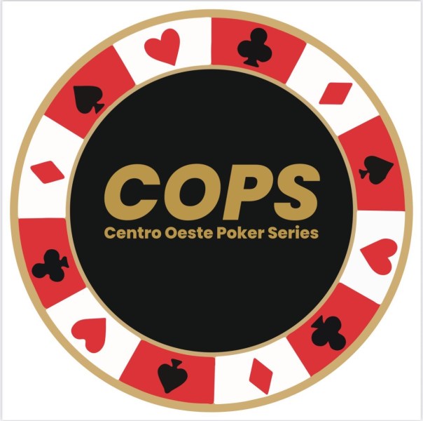 Logo of the Centro Oeste Poker Series (COPS) featuring a circular poker chip design with red and black colors and playing card symbols.