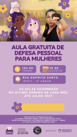 Curso de Defesa Pessoal para Mulheres em Divinópolis com aula marcada para este sábado (29/8)