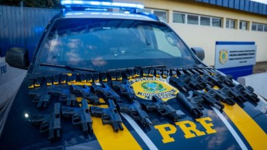 PRF faz apreensão de armas na BR-060, no Recanto das Emas (DF), durante fiscalização em ônibus