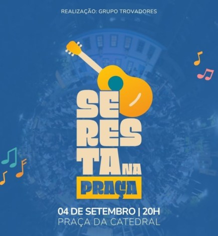 Seresta na Praça em Divinópolis reúne público na Praça da Catedral com música ao vivo