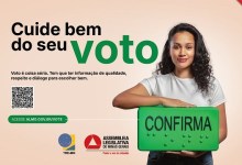 Campanha da ALMG sobre voto bem informado com urna eletrônica em 3D