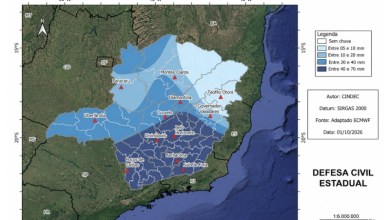 Alerta da Defesa Civil para tempestades severas em Divinópolis com chuva forte e ventos intensos